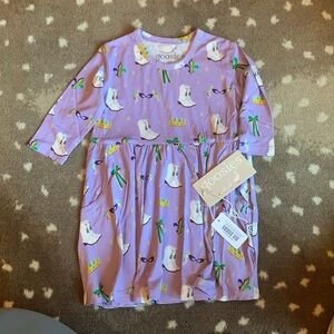 Goosies Purple 3/4 Sleeve Mardi Gras Dress Size: 2T